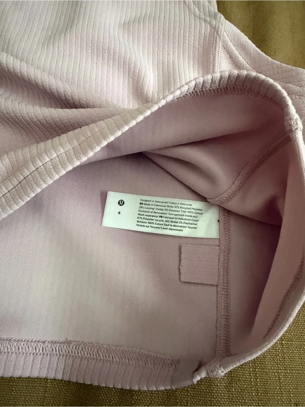 lululemon athletica Ribbed Crop Tank - Light Pink